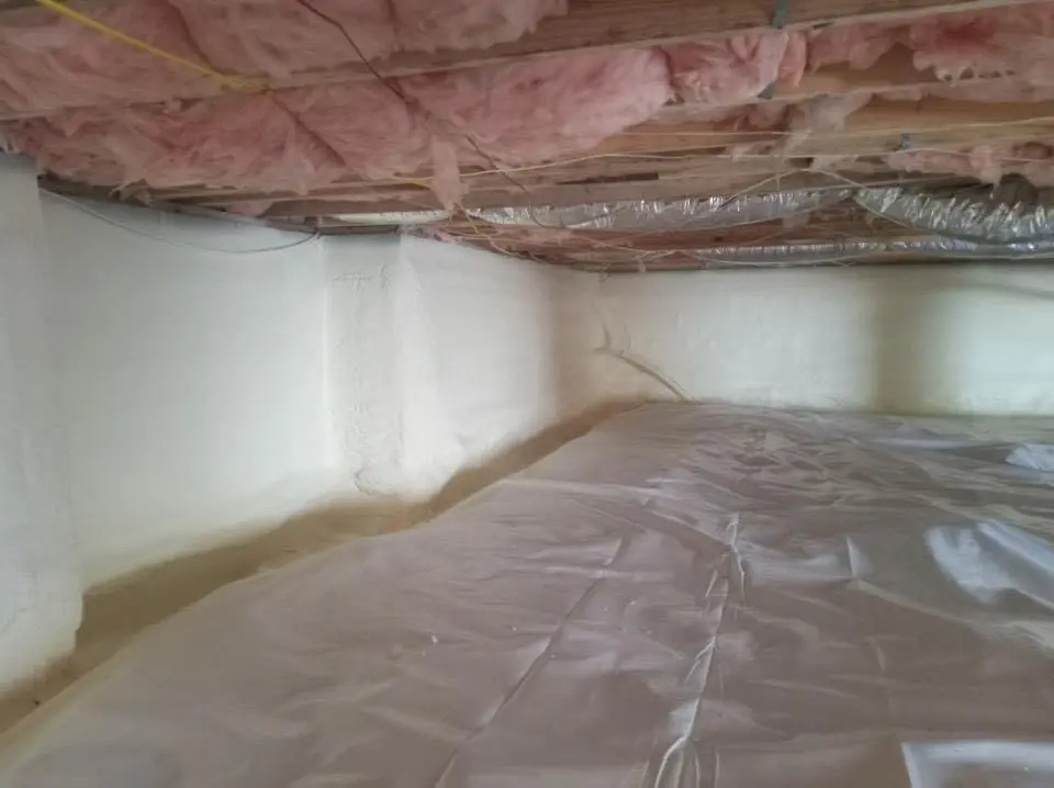 Crawl space encapsulation with closed-cell spray foam for Attic Insulation in New Boston